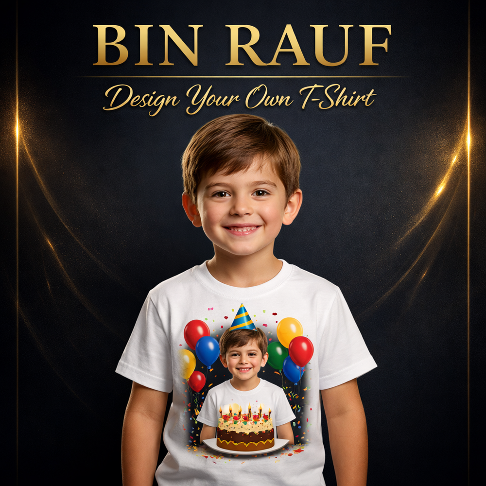 Custom Printed Polyester T-Shirt – A4 Size Print (Photo, Logo, Text)